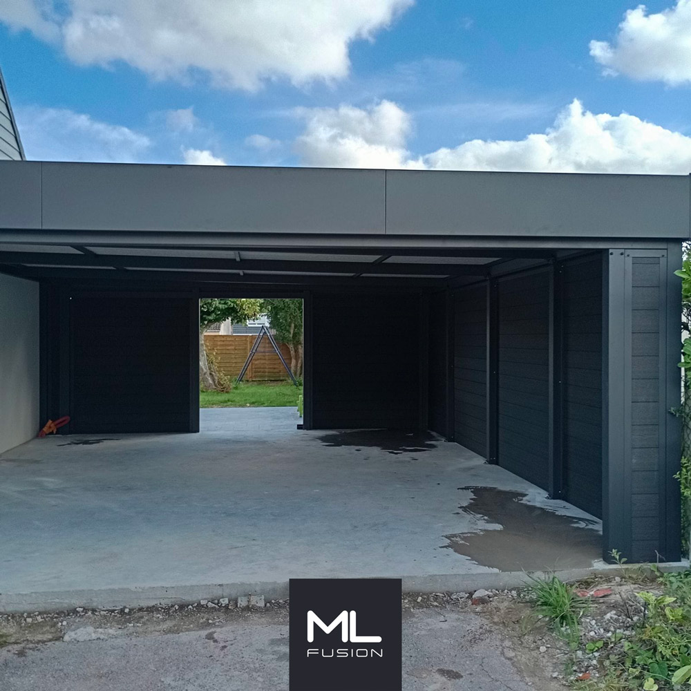 Carport semi-fermé installé à Roubaix : vue de devant