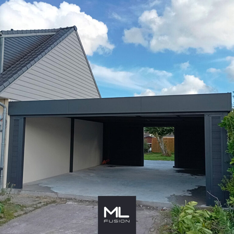 Carport semi-fermé installé à Roubaix : vue de devant