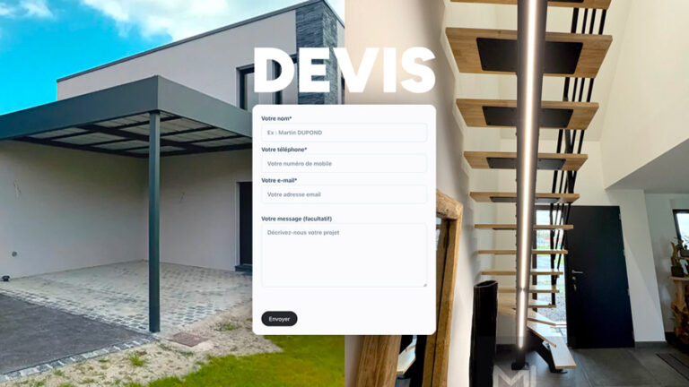 carport et un escalier avec un formulaire de devis
