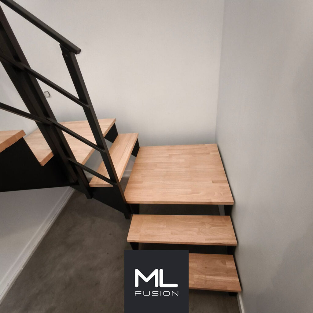 Escalier moderne métal et bois - Quart Tournant bas droit