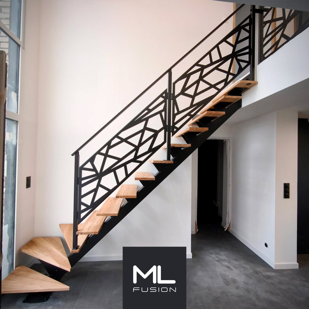 Escalier Quart tournant en chene brun