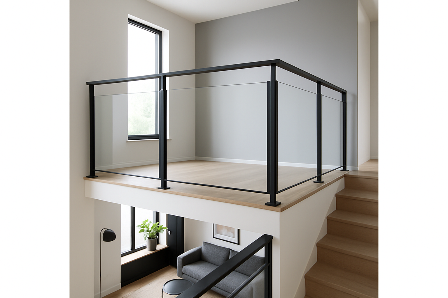 un garde-corps moderne et esthétique intégré dans un design intérieur contemporain en région Hauts-de-France