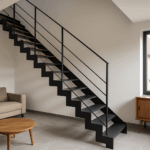 un escalier moderne en métal dans une maison au style contemporain en Hauts-de-France