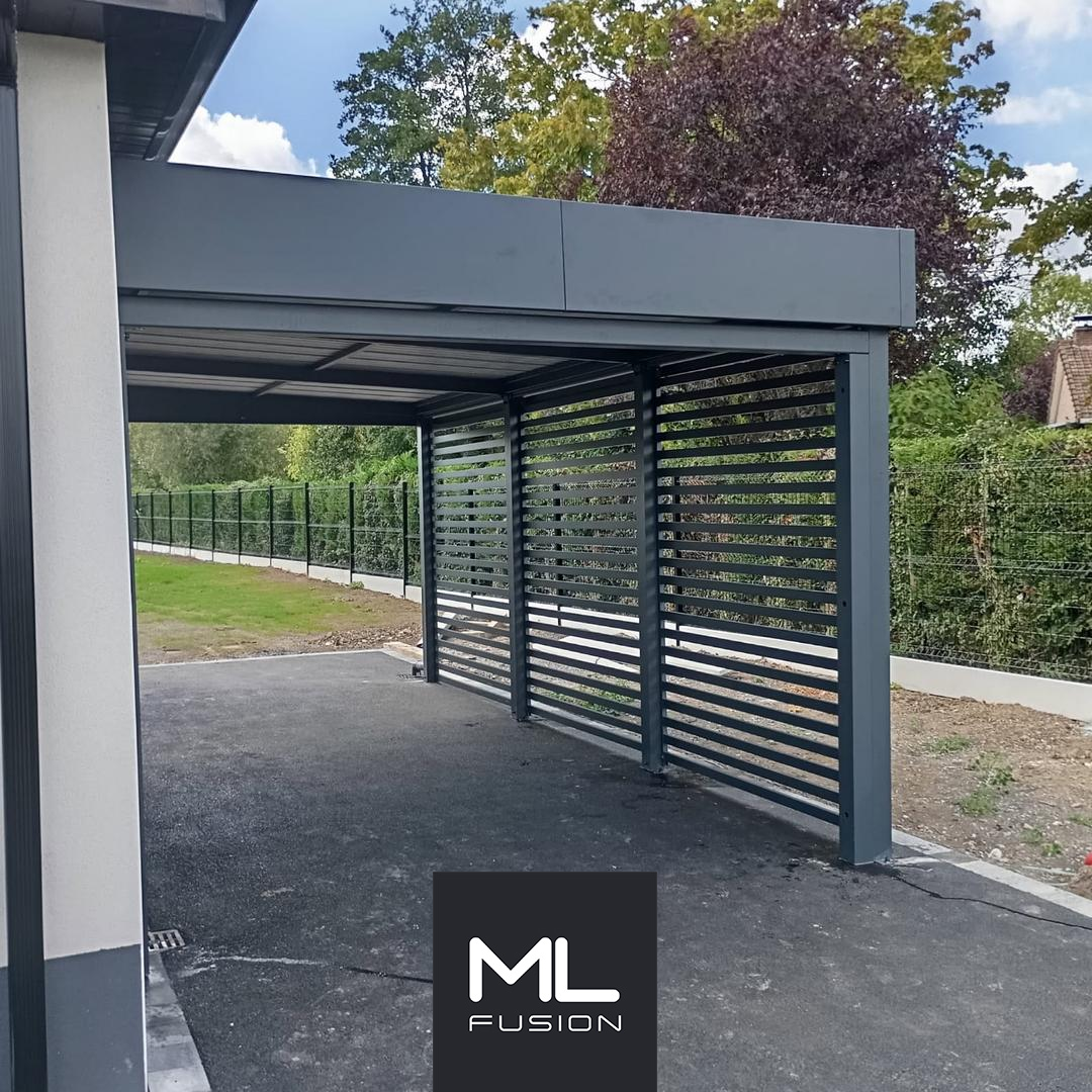 Carport aluminium semi-fermé à Béthune