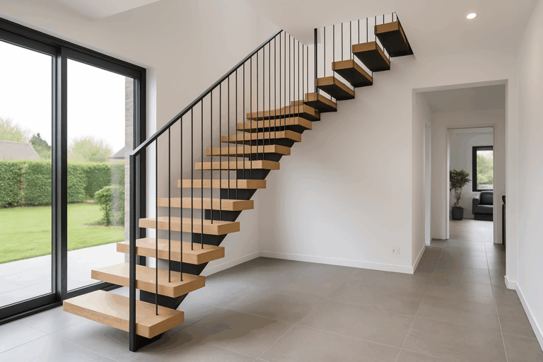 une image d'escalier sur mesure moderne dans une belle maison des Hauts-de-France