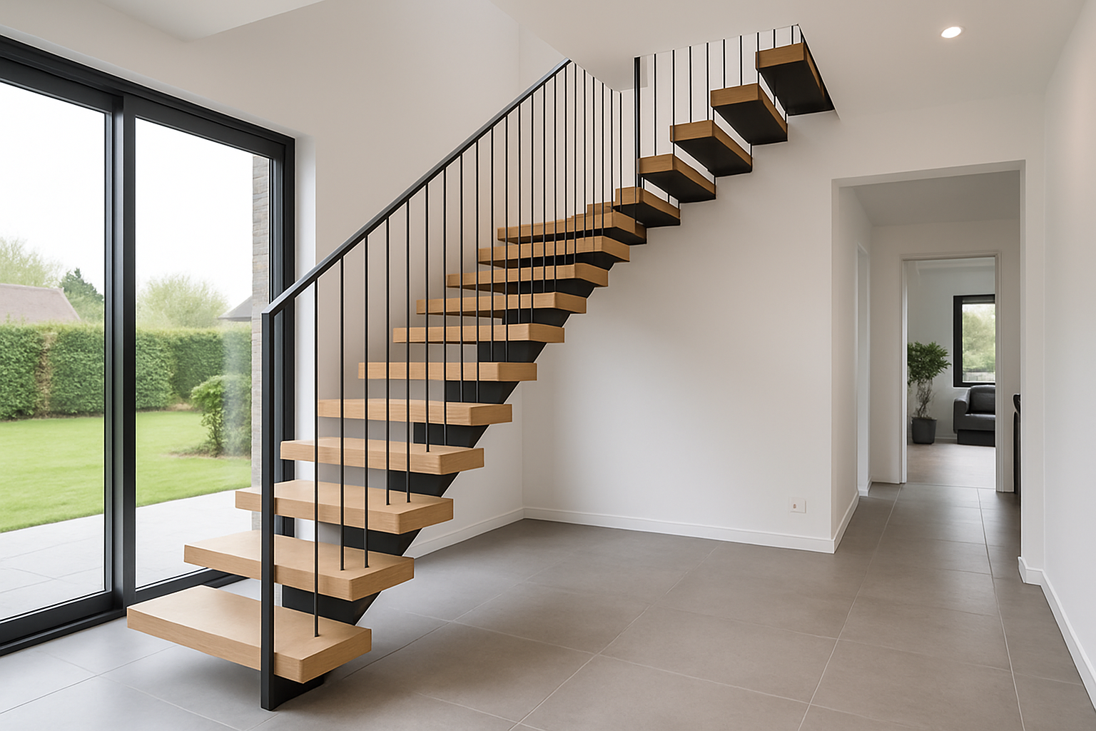 une image d'escalier sur mesure moderne dans une belle maison des Hauts-de-France