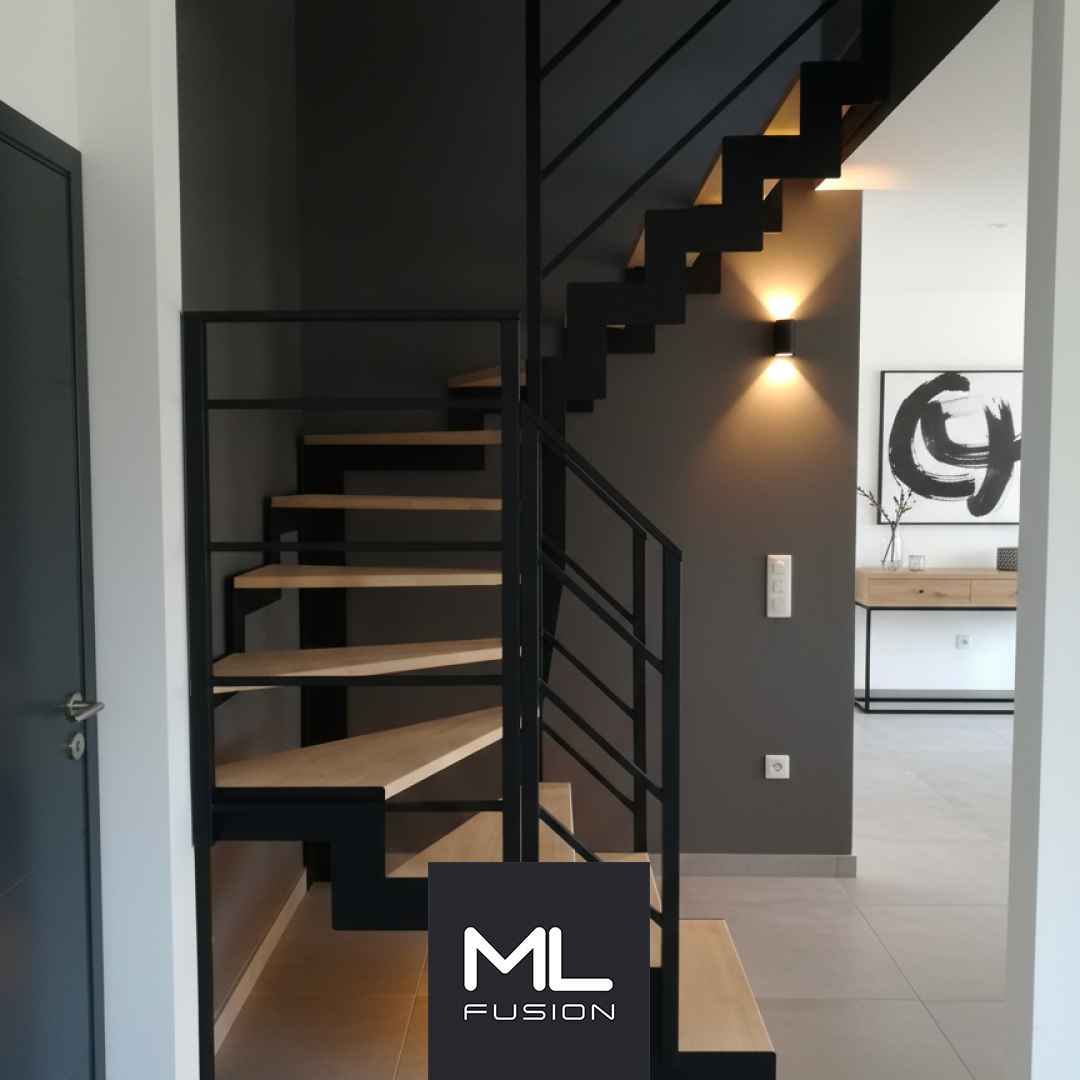 Escalier Mondrian quart tournant