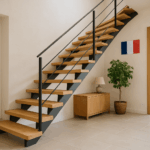 Illustration of a modern staircase in a French home, representing quality and craftsmanship in the Nord-Pas-de-Calais.
