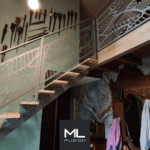 Escalier quart-tournant bois et métal avec rampe modèle Ottawa installé à Douai.