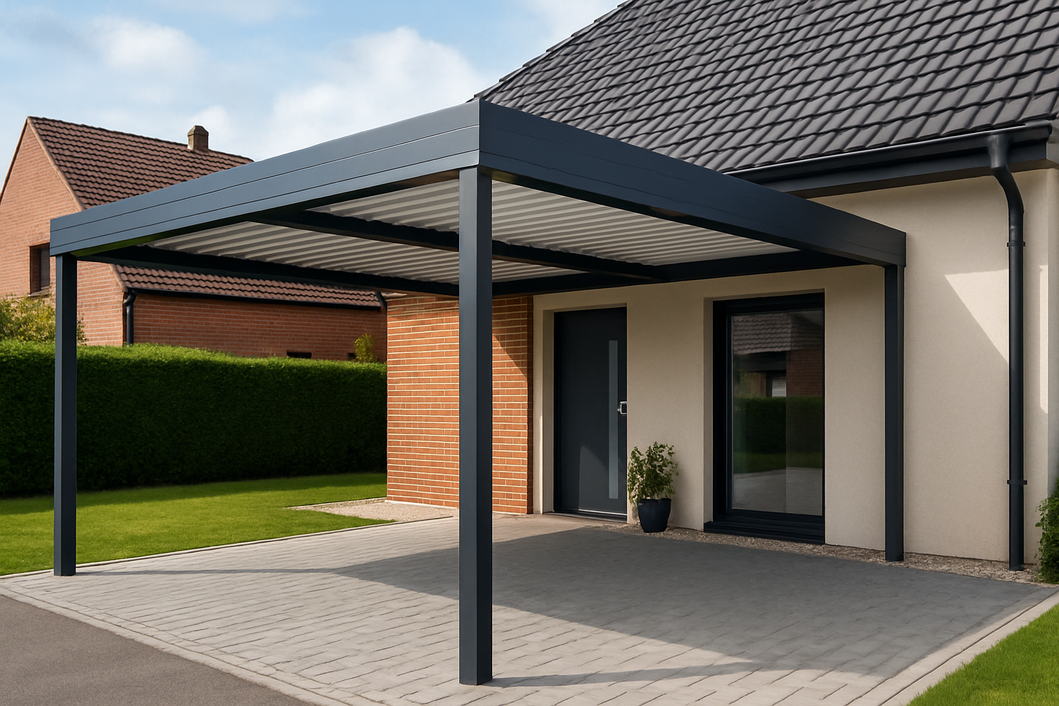un carport sur-mesure moderne devant une maison à Lille