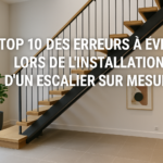 un escalier sur mesure en bois et métal, moderne, dans une maison chic en Hauts-de-France