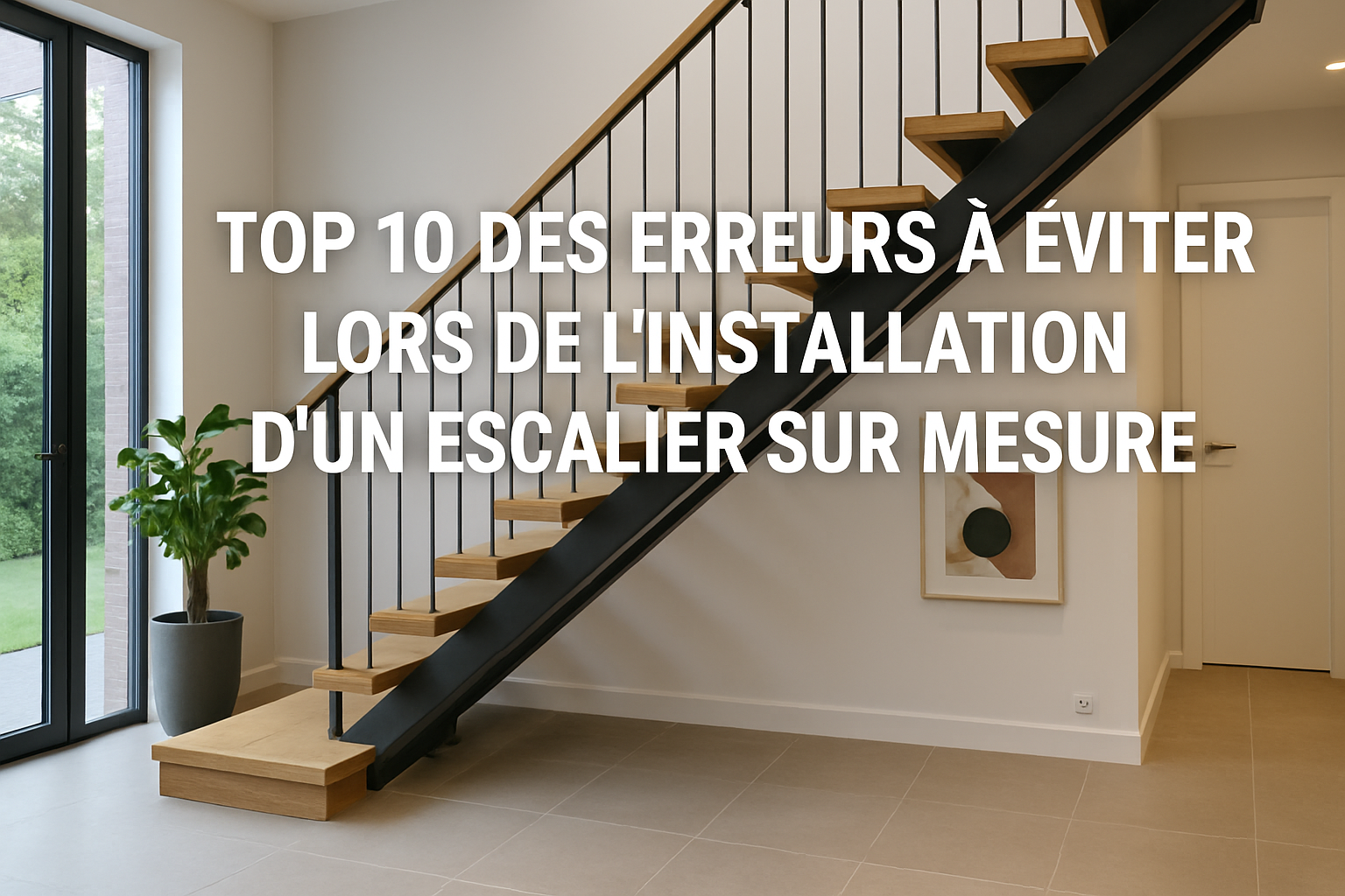 un escalier sur mesure en bois et métal, moderne, dans une maison chic en Hauts-de-France