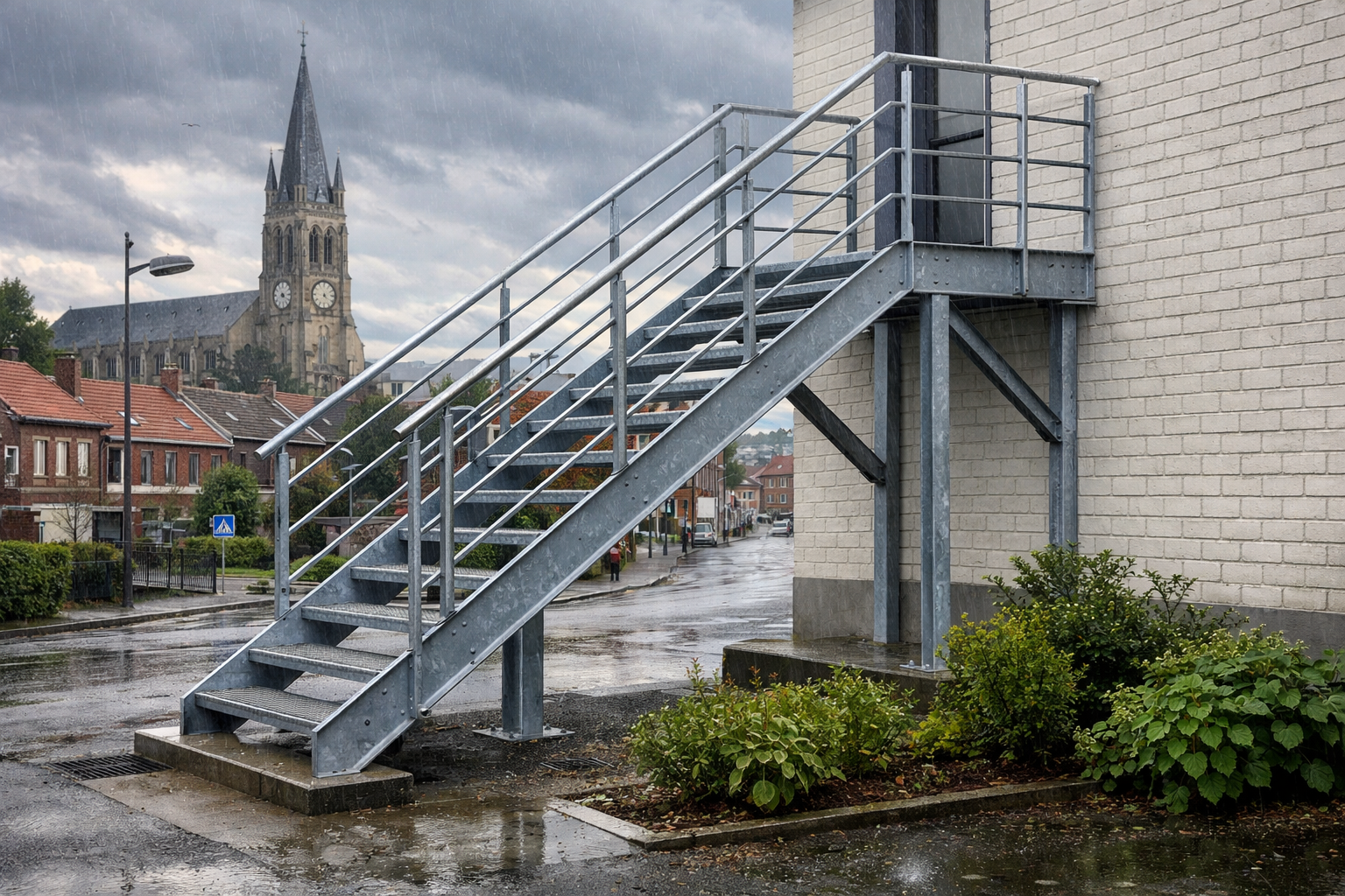 Escalier extérieur en métal : guide de durabilité face aux intempéries en Hauts-de-France