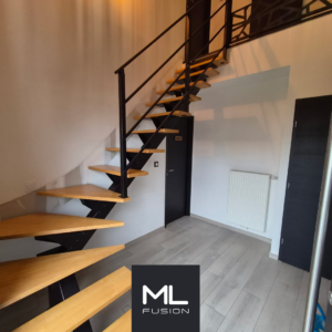 Escalier Stael quart tournant avec 2 marches bas.