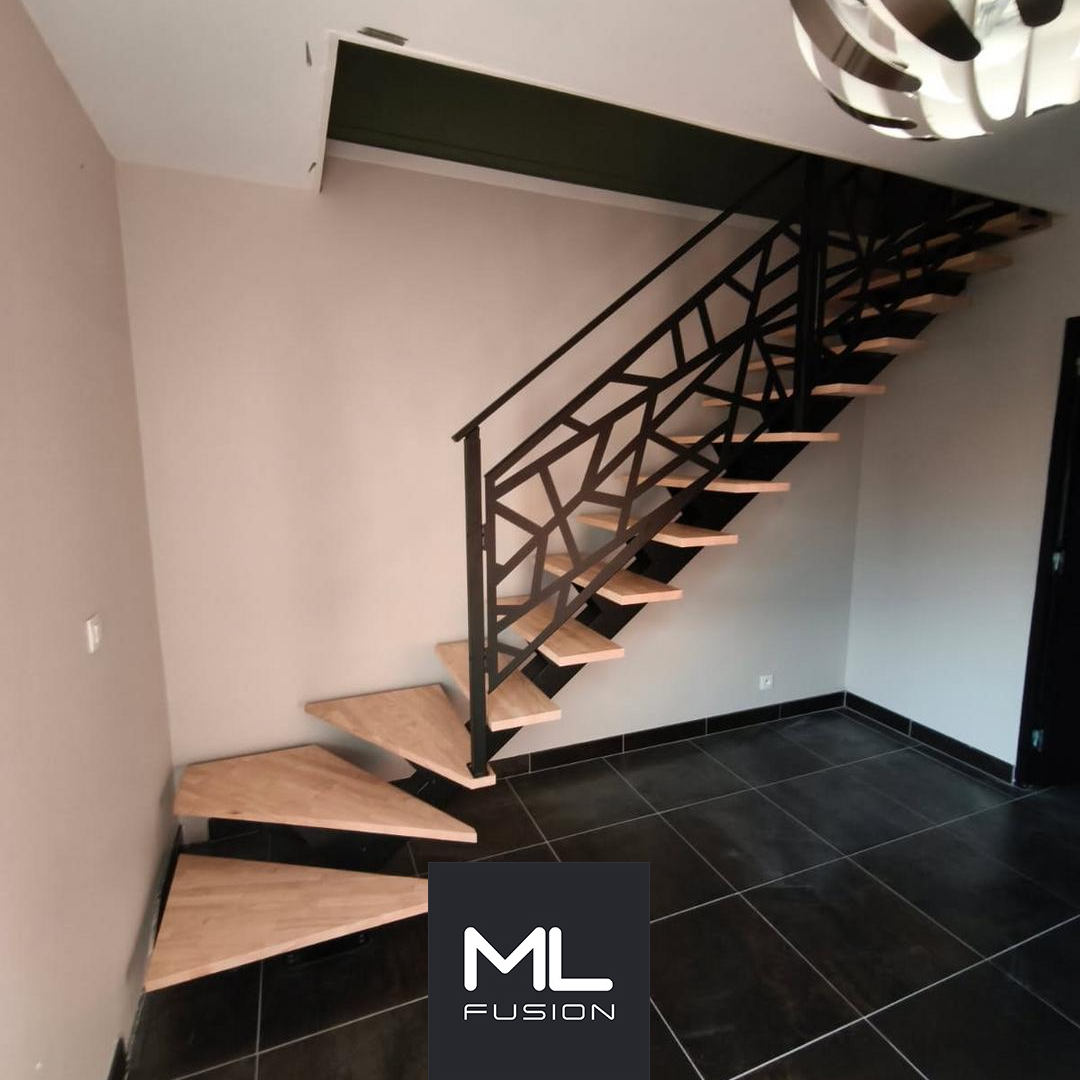 Escalier Stael avec rampe découpe laser type Tokyo