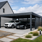un carport moderne dans un projet de construction neuve en région Hauts-de-France, style contemporain et protection