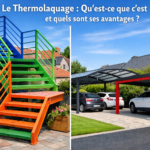 un thermolaquage avec des escaliers métalliques colorés et des carports modernes en Hauts-de-France