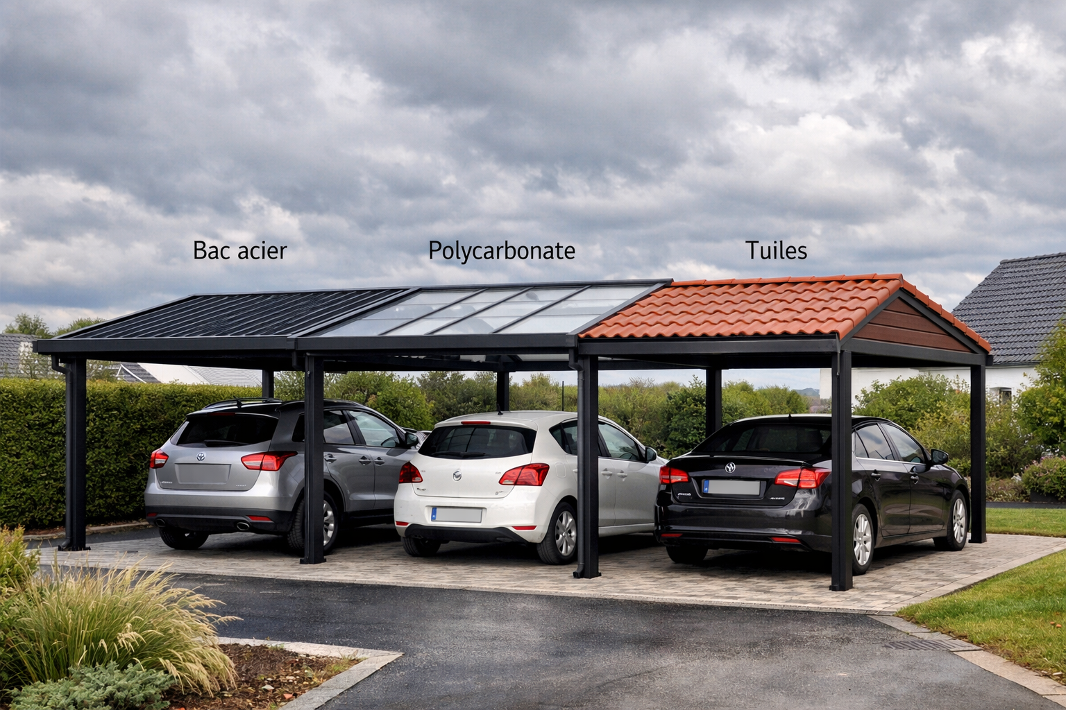 Toiture de carport : bac acier, polycarbonate ou tuiles ?