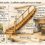 Un croquis détaillé de l'escalier idéal en construction, avec dimensionnement et intégration dans une maison moderne en Hauts-de-France.