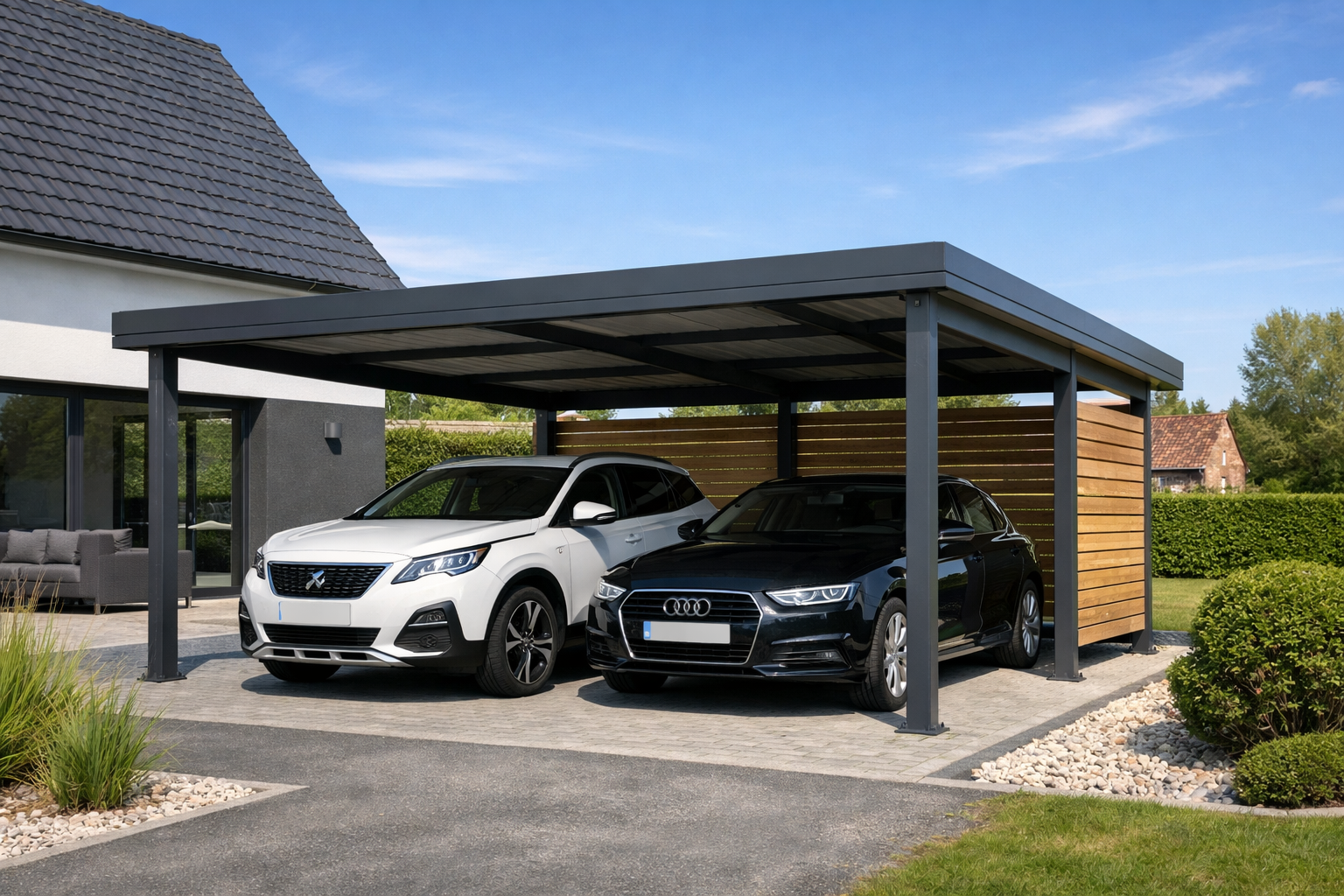 Carport double pour deux voitures : dimensions et budget optimisés pour votre projet en Hauts-de-France