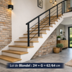 Un escalier moderne et sécurisé dans une maison des Hauts-de-France, illustrant la Loi de Blondel appliquée.