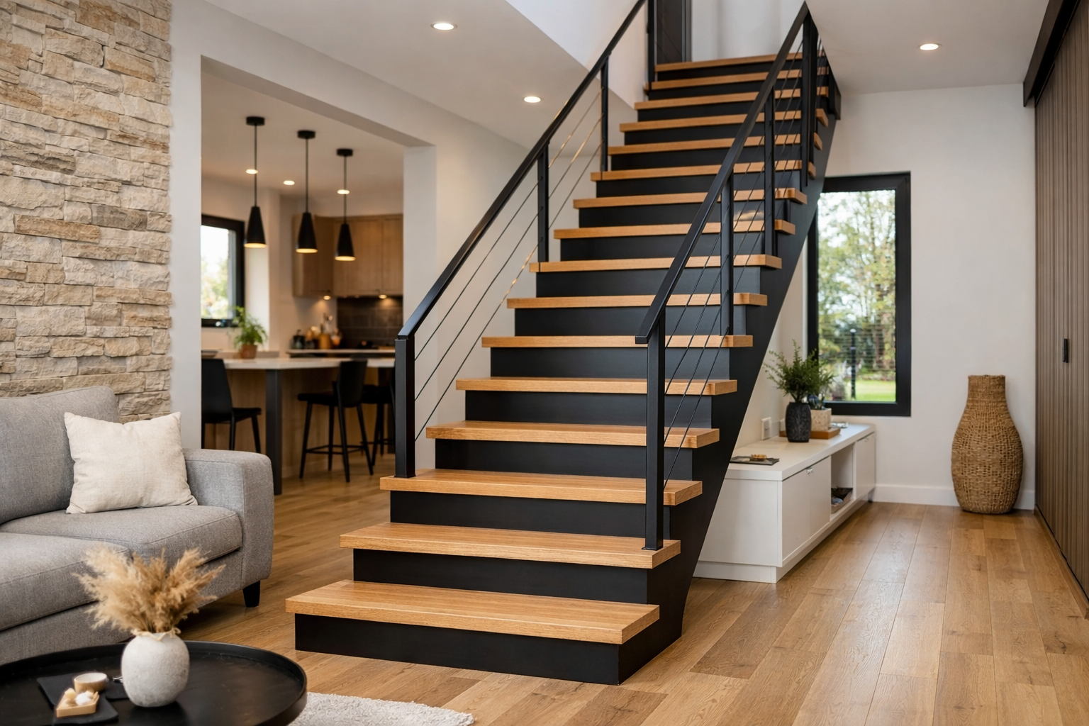 Escalier droit : avantages, dimensions et budget
