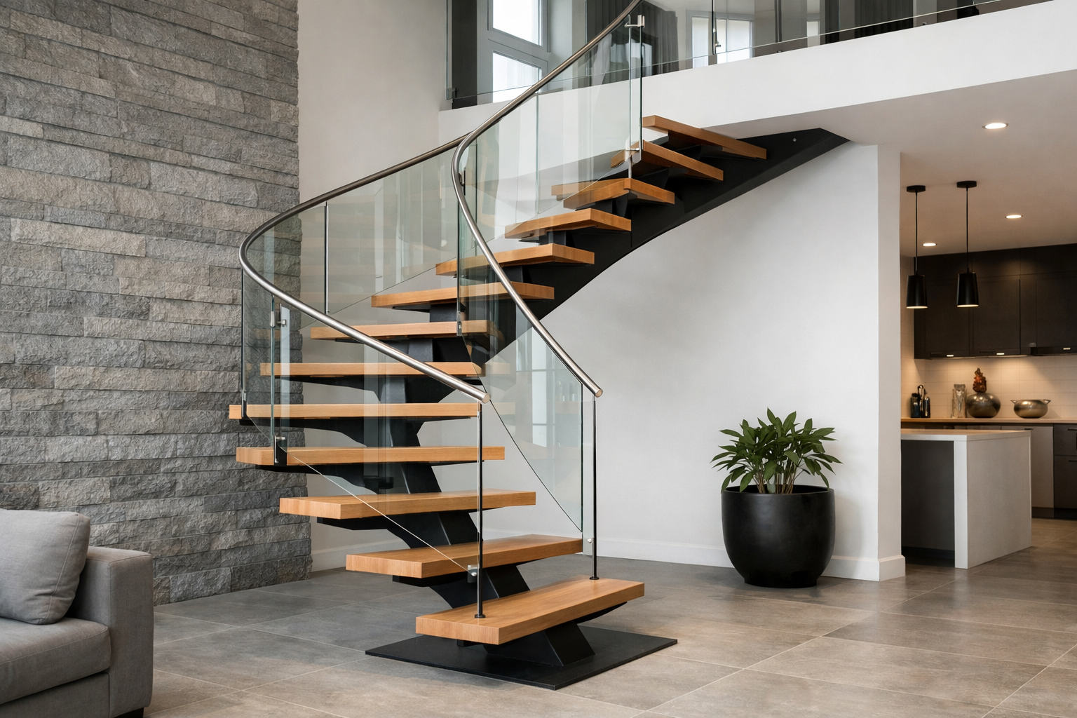 Escalier quart tournant avec limon central : avantages et design