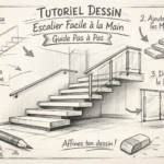 un escalier moderne dessiné à la main