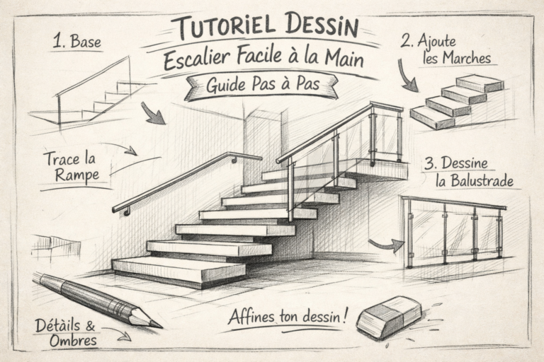 un escalier moderne dessiné à la main