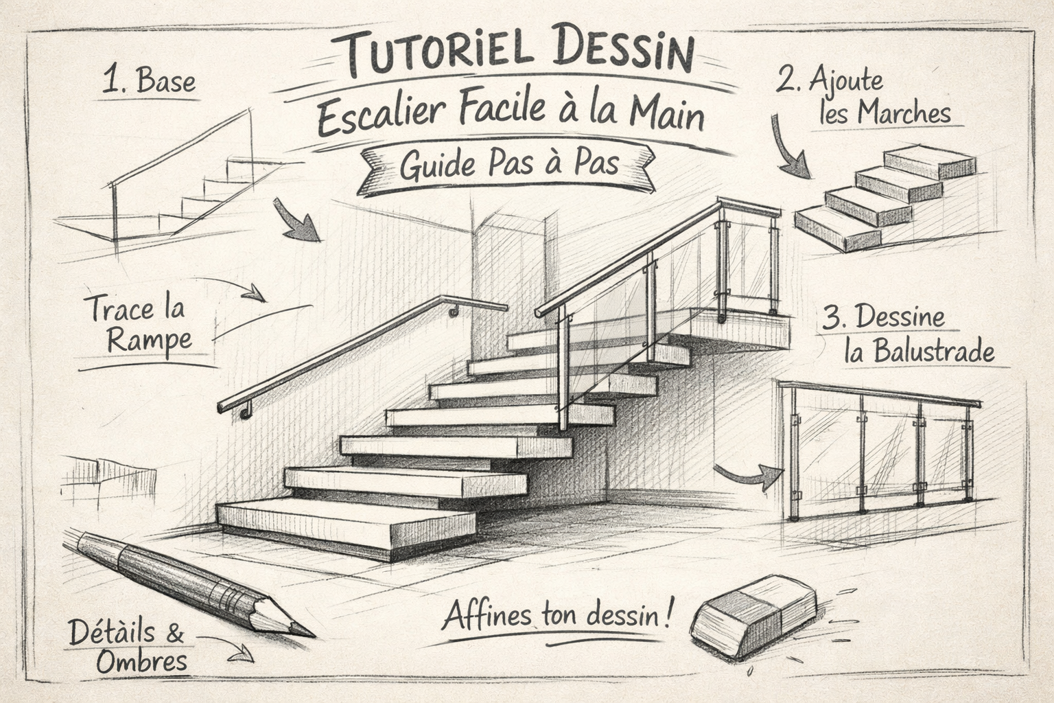 Tutoriel Dessin Escalier Facile à la Main : Guide Pas à Pas