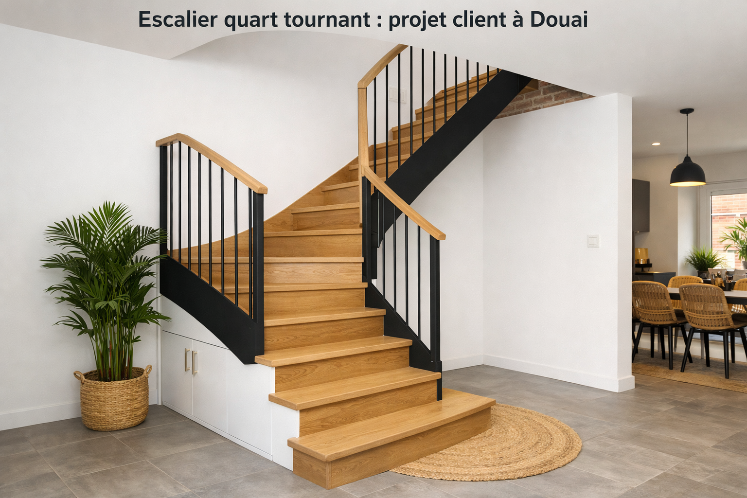 Escalier quart tournant : projet client à Douai