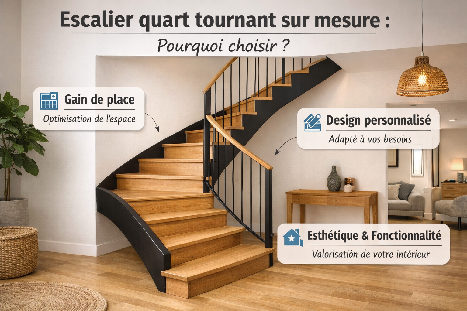 Escalier quart tournant sur mesure : pourquoi choisir